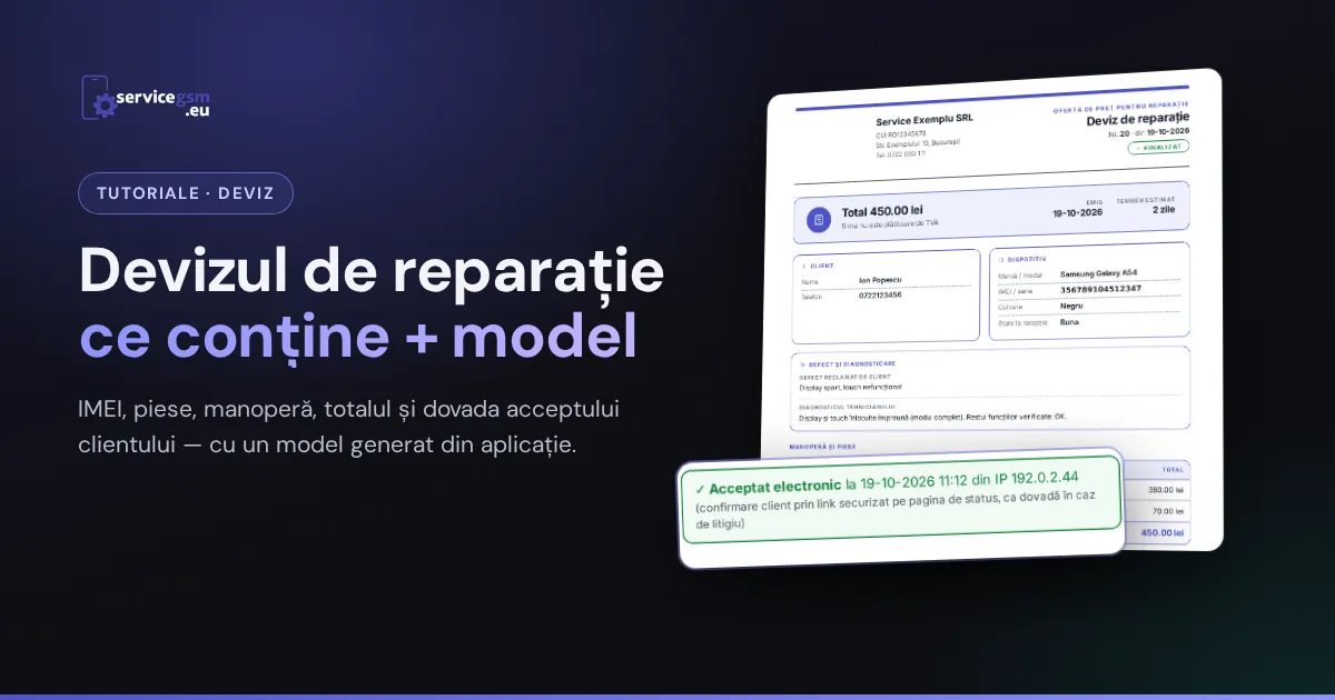 Devizul de reparație pentru telefon: ce conține, cum îl accepți și model