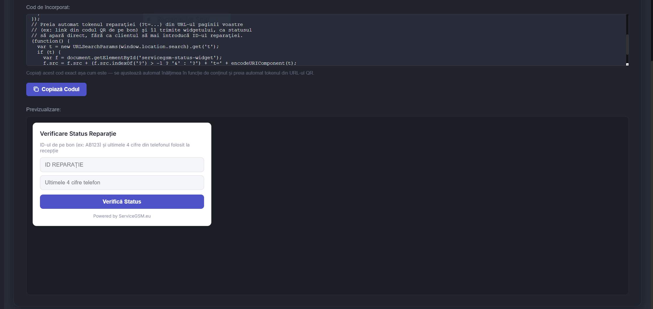 Widget de verificare status reparație — acum direct pe site-ul vostru